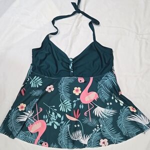 SEA GROVE Green Tropical Flamingo Print 2-Piece Swim Set Bottoms New, size XXL